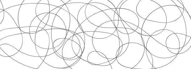 Vector illustration of Scribbled white and black background, thin hand drawn lines
