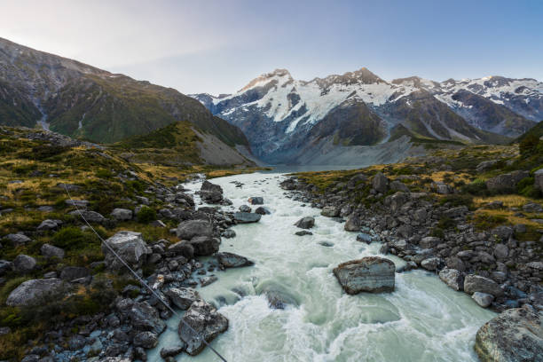 istock River flowing in hooker valley Mt Cook National Park. 1408389357