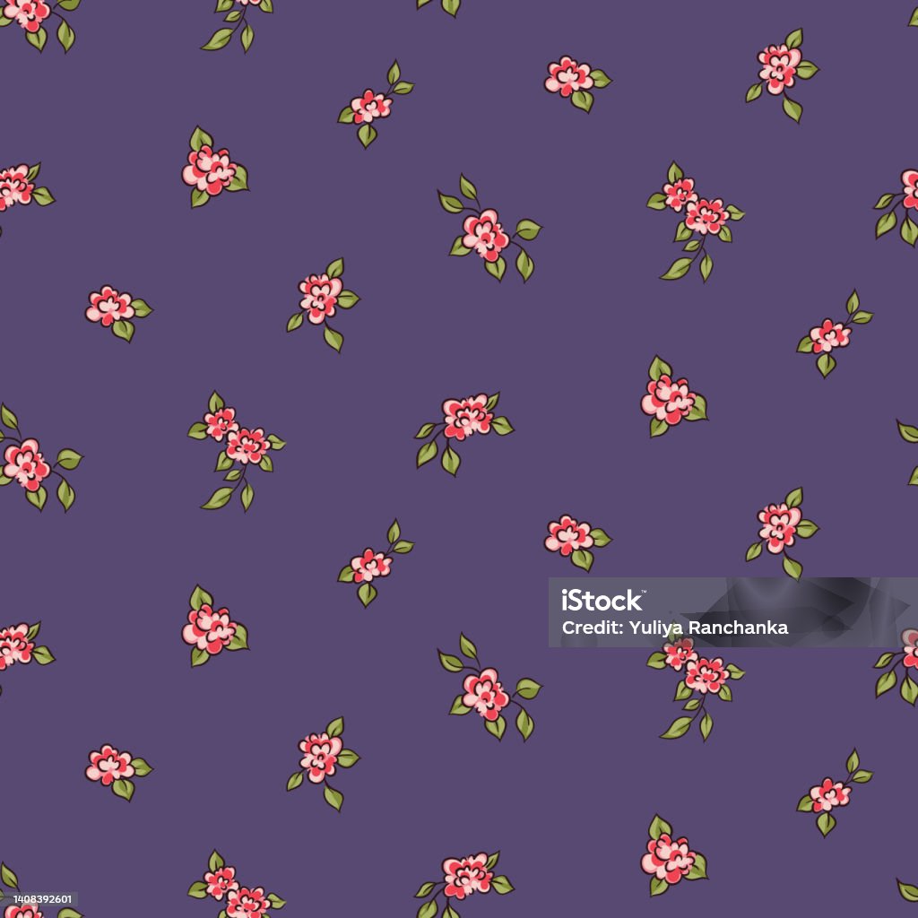 Seamless Pattern Retro Style Floral Pattern With Small Sparse Flowers ...