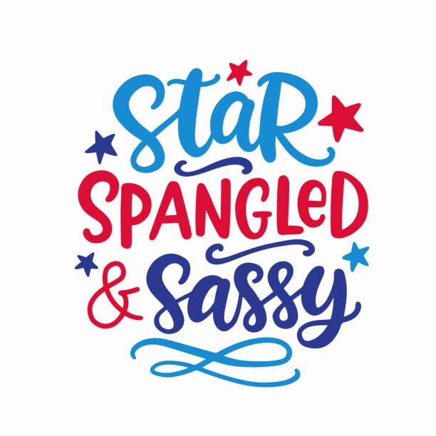 ilustraciones, imágenes clip art, dibujos animados e iconos de stock de letras de tinta escritas a mano star spangled y sassy - star spangled banner