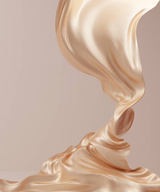 istock Gold silk fabric design element, 3d rendering golden cloth decoration for cosmetic product presentation 1408394974