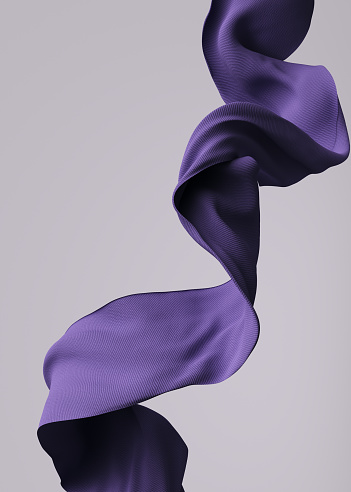 Flying fabric, dynamic cloth, abstract scarf movement 3d rendering