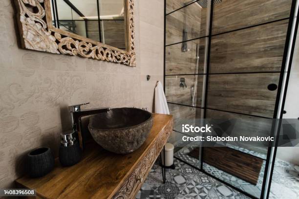 Modern Bathroom Interior Stock Photo Stock Photo - Download Image Now - Bathroom, Apartment, Architecture