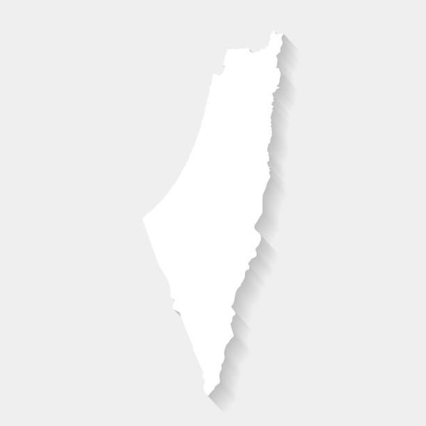 ilustrações de stock, clip art, desenhos animados e ícones de simple white palestine map on gray background, vector - middle east map east globe