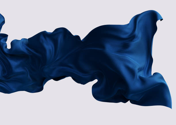 istock Blue dynamic Cloth silk scarf movement, floating fabric background, 3d rendering elegant silk textiles fly 1408398472