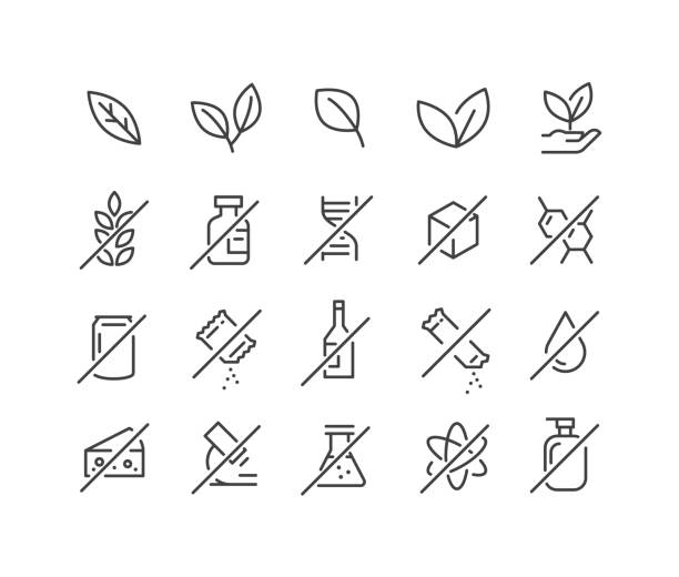 organic icons - classic line serie - nahrungsmittelzusatz stock-grafiken, -clipart, -cartoons und -symbole