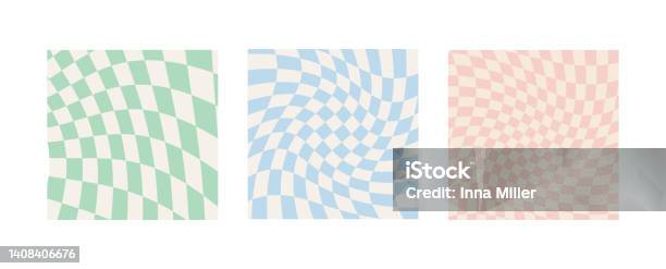 Set Of Checkerboard Backgrounds In Pale Pastel Colors Groovy Hippie  Chessboard Pattern Retro 60s 70s Psychedelic Design Gingham Vector  Wallpaper Collection For Print Templates Or Textile Stock Illustration -  Download Image Now 