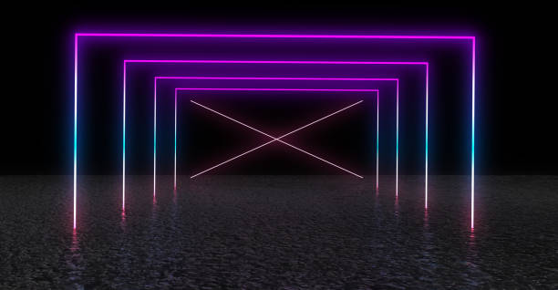 istock 3D abstract background with neon lights. neon tunnel  .space construction . .3d illustration 1408417517