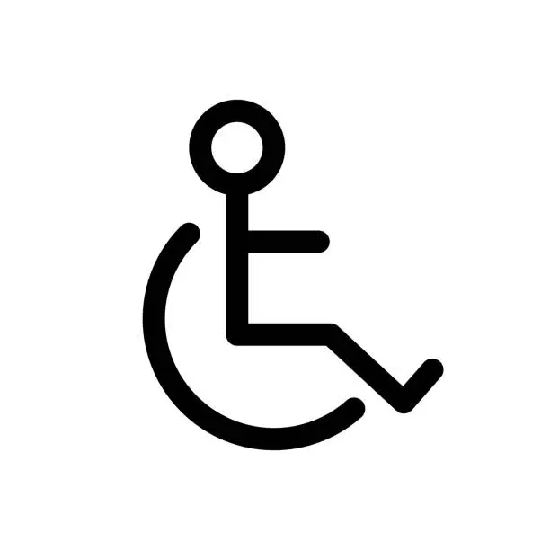 Vector illustration of Simple wheelchair pictogram. Wheelchair sign. Vector.