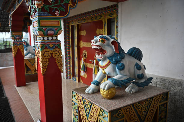 istock Tibetan snow lion sculpture at Monastery 1408423754