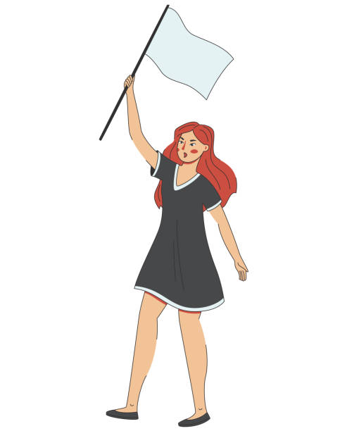 istock The woman with a flag at the protest. 1408423906