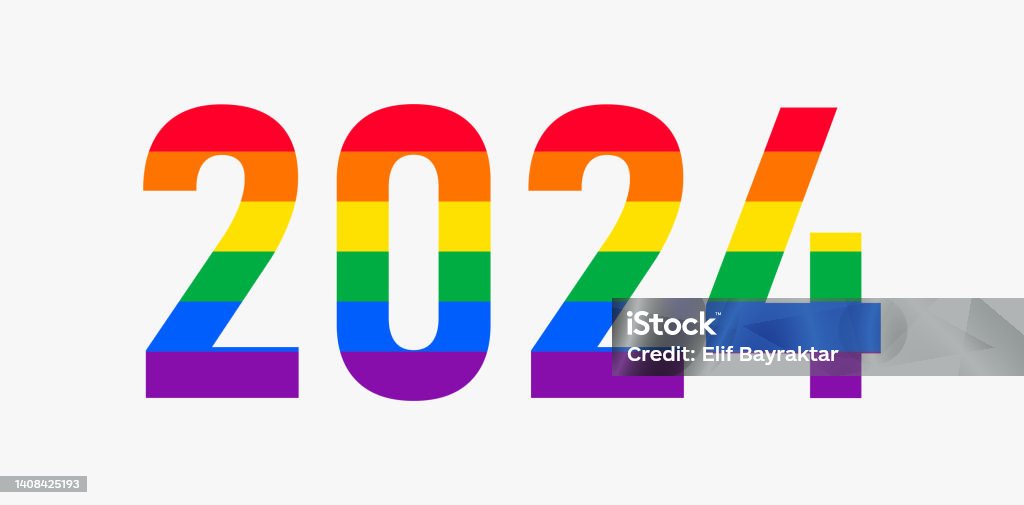 Happy New Year 2024 Lgbtq 2024 Pride Month With Rainbow Colors Vector