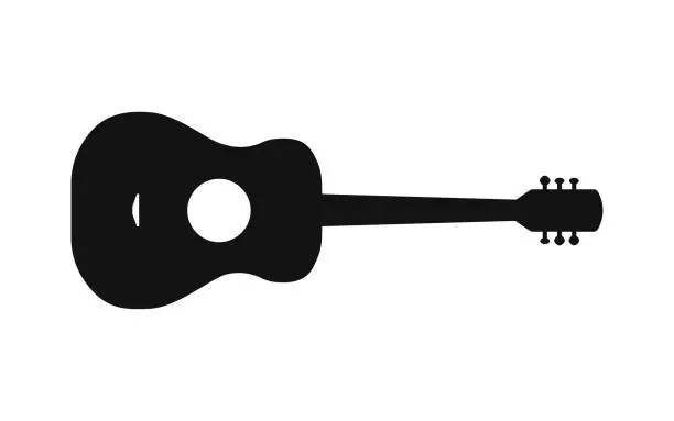 Vector illustration of Black blues guitar icon. Simple illustration of black blues guitar vector icon logo isolated on white background,acoustic guitar silhouette,electric guitar vektor ilustration.