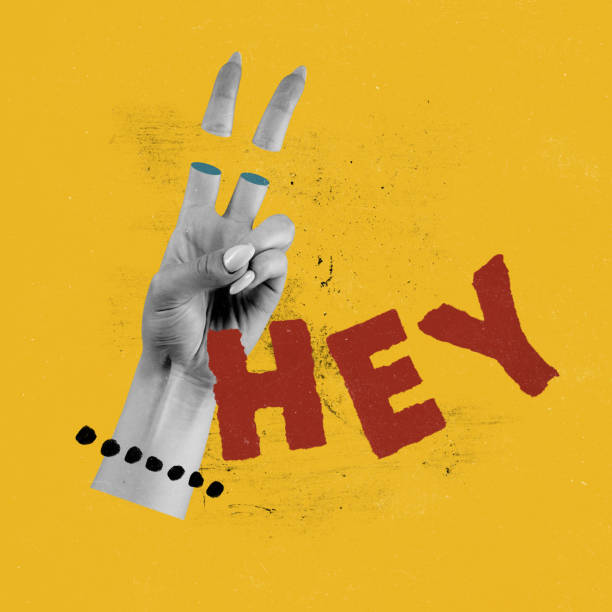 istock Contemporary art collage. Conceptual image with female hand making positive gesture isolated over yellow background. New employee 1408428247