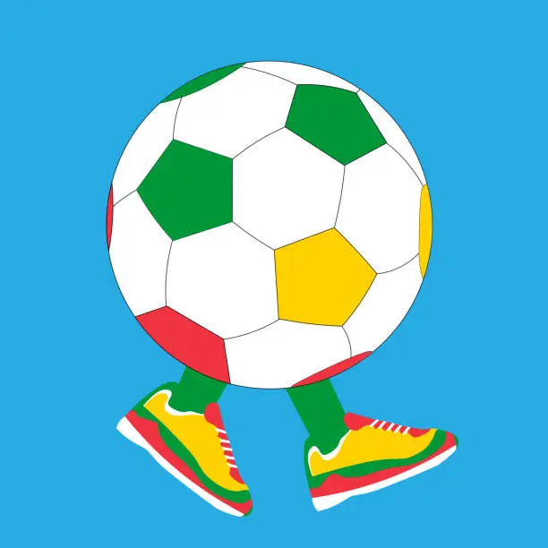 Vector illustration of Green, yellow and red football