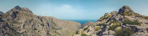 winding road at tramuntana panorama, highest mountain range on mallorca island, baleares, spain.