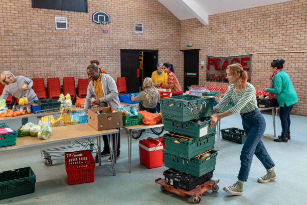Busy at the Food Bank stock photo
