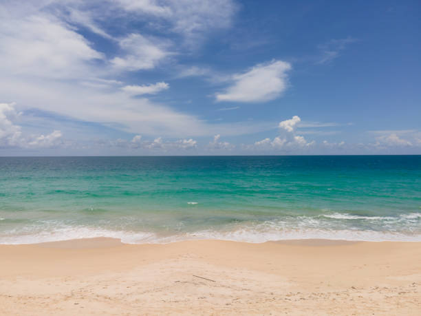 istock Beach sea sand and blue sky background 1408434300