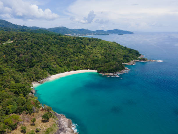 istock Aerial view beach sea sand mountain park 1408434943