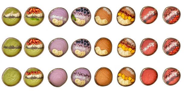 istock Mix Smoothie Bowl Step by Step Collage. Healthy Breakfast. Colorful food. 1408437240