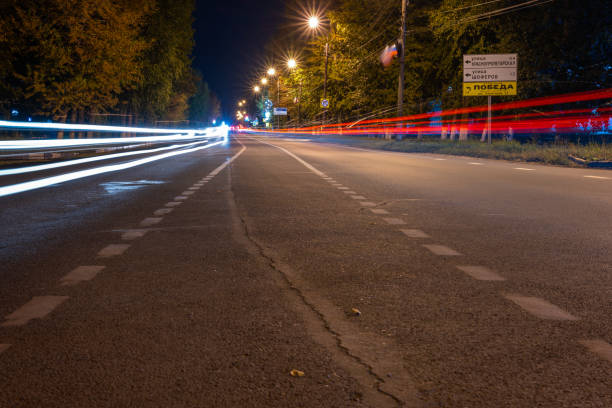Empty road at night