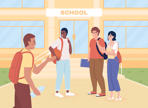 Welcome back to school flat color vector illustration