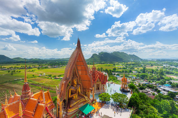 Tiger Cave Temple (Wat Tham Sua) in Kanchanaburi, Thailand is a beautiful day, so it is very popular with tourists and foreigners Tiger Cave Temple (Wat Tham Sua) in Kanchanaburi, Thailand is a beautiful day, so it is very popular with tourists and foreigners wat tham sua stock pictures, royalty-free photos & images