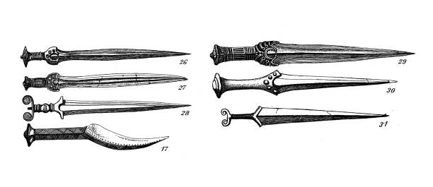 アンティーク彫刻イラスト、文明:青銅器時代の短剣 - prehistoric antiquity illustrations点のイラスト素材／クリップアート素材／マンガ素材／アイコン素材