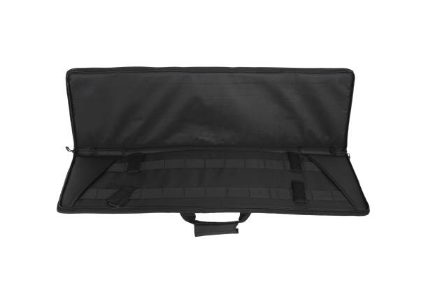 istock Soft black weapon case with extra pockets. Bag for storing and transporting weapons. Isolate on a white background. 1408449004