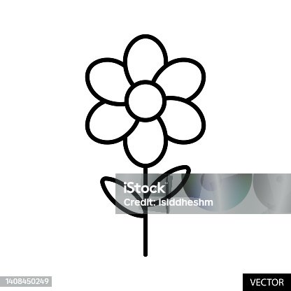 istock Flower vector icon in line style design isolated on white background. Editable stroke. 1408450249