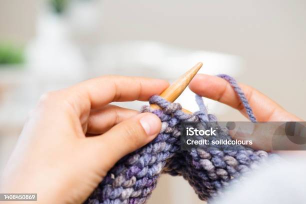 Womans Hands Knitting Stock Photo - Download Image Now - Adult, Adults Only, Close-up