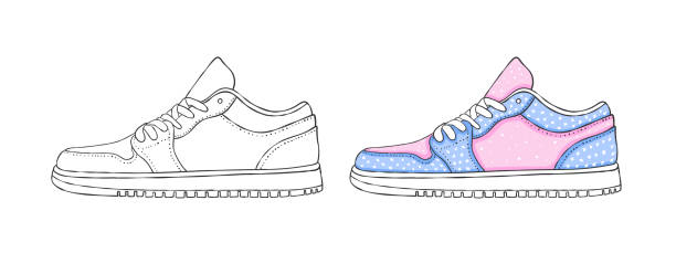 istock Hand drawn sneakers. Modern sneakers. Drawing Style Images. Vector illustration 1408452823