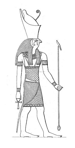 Antique engraving illustration, Civilization: Egyptian deities, Horus