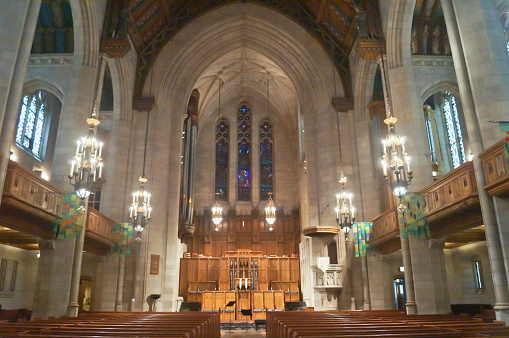The Fourth Presbyterian Church in Chicago, Illinois, USA from inside on the 17th June 2022