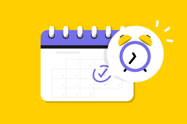 bildbanksillustrationer, clip art samt tecknat material och ikoner med reminder in calendar. calendar deadline, event notification push message. alert for business planning, events, reminder, daily schedule, appointment, important date. notice of important schedule date - förkortningen för tyska mark