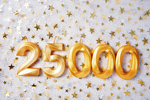 istock 25000 followers card. Template for social networks, blogs. Background with white marshmallows. 1408463783
