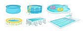 istock Swimming pools cartoon illustration collection 1408464122