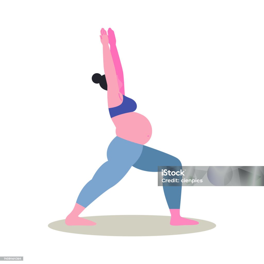 Young Pregnant Mother Yoga Cartoon Pose Isolated Stock Illustration -  Download Image Now - Pregnant, White Background, Yoga - iStock