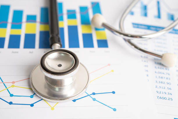 istock Stethoscope on charts and graphs paper, Finance, Account, Statistics, Investment, Analytic research data economy and Business company concept. 1408467503