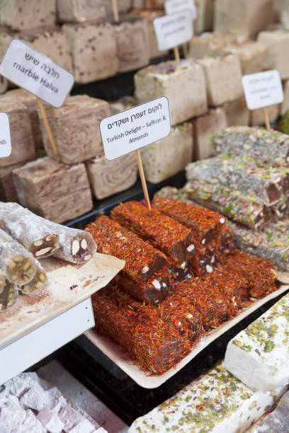 istock Turkish delight with saffron and almonds at Carmel Market 1408468776