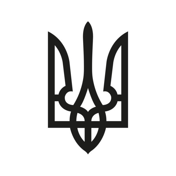 герб украины. изолированно на белом. вектор символа украина - trident stock illustrations