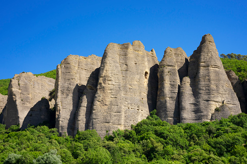 View of Les Mees, famous geological site in France, Europe