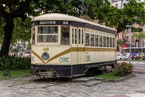 Memphis, Tennessee, USA. 6 June 2023. Old tram in Memphis in the city center.