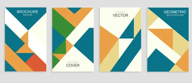 Vector illustration of Vector geometric minimalism set of a vertical brochures cover design in flat style illustration,Flat Design,Abstract Backgrounds