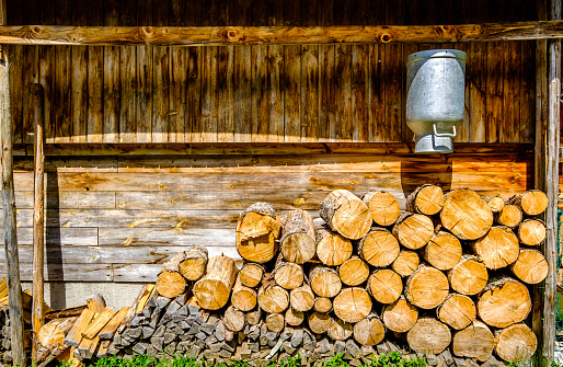 heap of firewood at a farm - photo