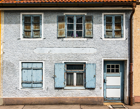 View of a traditional saxon village house windows in Viscri, Transylvania, Romania