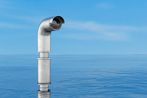 Submarine Periscope on the Sea Surface. 3D Render