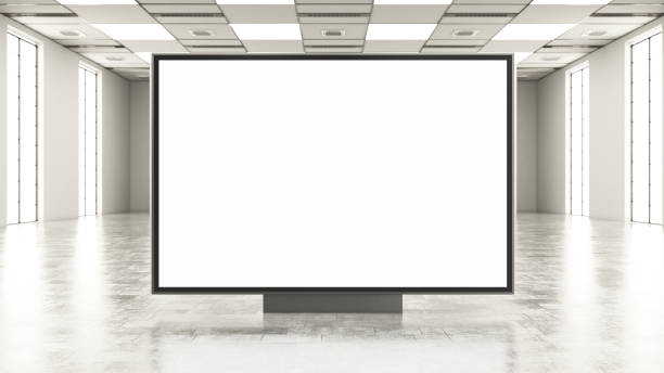 istock Blank Screen Billboard with White Unfurnished Abstract Background 1408487864