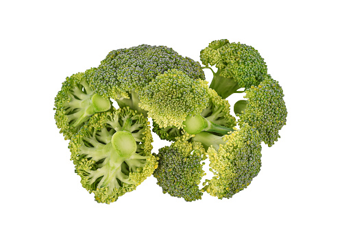Piece of broccoli isolated on white background.