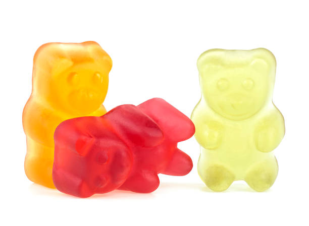 istock Three colored jelly bears isolated on a white background. Jelly candy. Marmalade bears. 1408499774